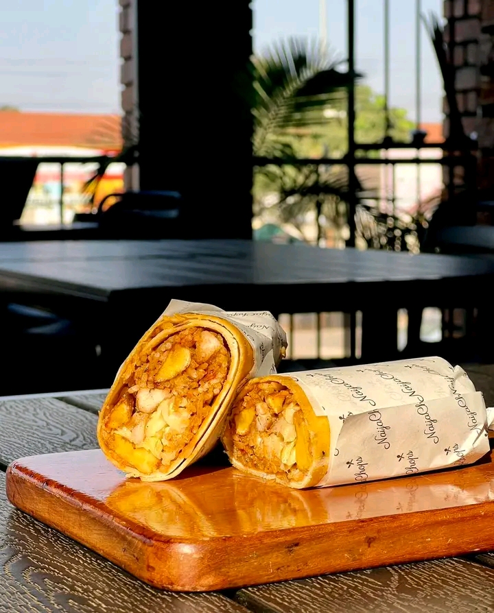 NaijaChops wrap cut in half